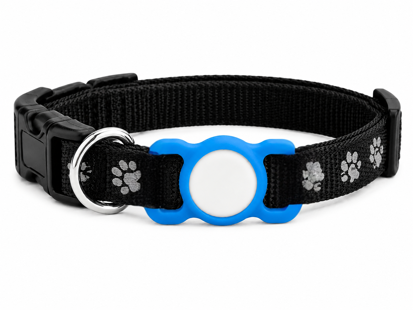 Apexia Smart Tracker fitted to a black pet collar